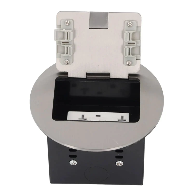 Heavy Duty Recessed Floor Outlet With Dual 3 Prong Sockets Clean Look Stainless Steel Flush Mount Power Box Straight Up Durable Electrical Kit For Home Office No Drama Install Pro Grade Fit For Modern Spaces