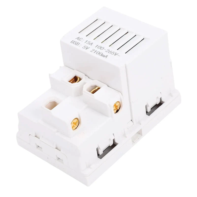 White 15A Duplex Electrical Receptacle Outlet With Wall Plate And Dual USB Charging Ports Solid As A Rock Polycarbonate Frame With Slim Profile For No Fuss Home Power Upgrades