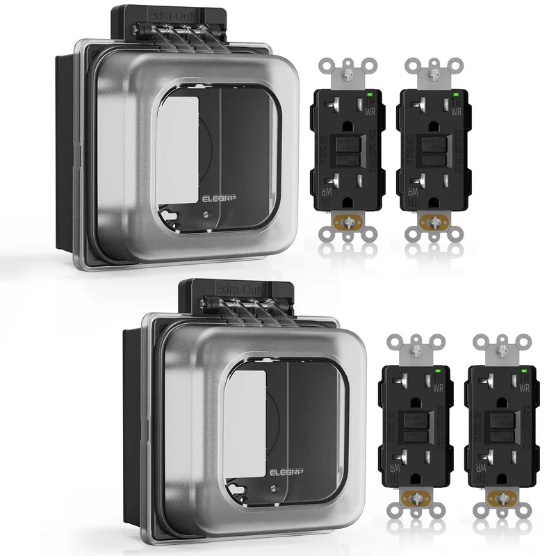 Heavy Duty Outdoor GFCI Outlets 20 Amp With Badass Weatherproof In Use Covers And Self Testing Safety Tech For Patios And Decks Rock Solid Tamper Resistant Build UL Listed Black Receptacles