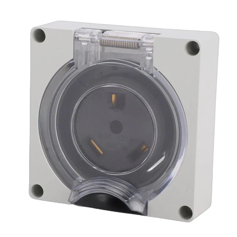 TT 30R Lockable Power Outlet Receptacle with Brass Contacts and IP55 Weatherproof Rating, Rock Solid Sturdy Latch Cover, Zero Hassle Secure Anti-Theft Protection for Outdoor Industrial Equipment and Heavy Duty US Plug Applications