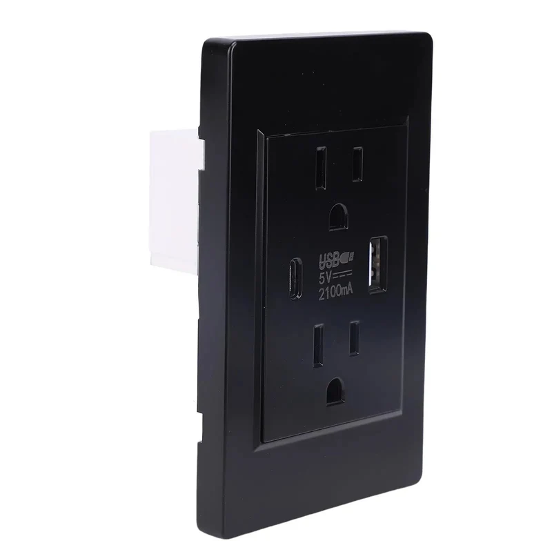 Rock Solid Heavy Duty Wall Outlet With Usb And Type C Ports Flame Retardant Electrical Receptacle 15A Steel Frame Dual Charger No Hassle Set Up For Home Office Or Bedroom Fresh Look Us Plug
