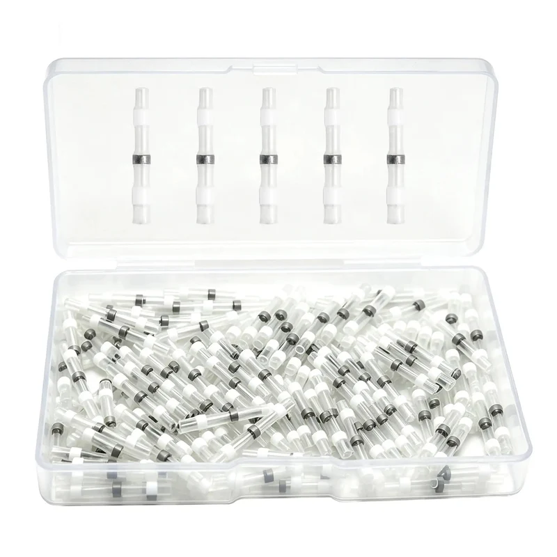 Top Shelf 100 Pack White Solder Seal Wire Connectors For 26 To 24 AWG Cables With Knockout Waterproof Adhesive Seals And Solder Rings For Audio Lines And Signal Cables No Sweat Install Flat Out Reliable Every Single Use