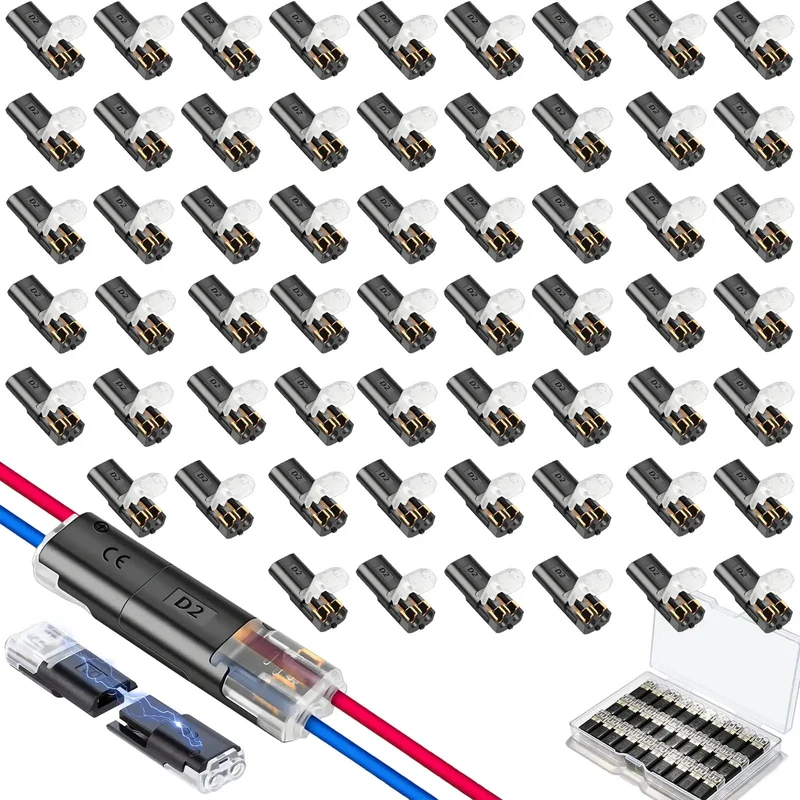 Top Shelf Double Wire Connectors With Locking Buckle, 60 Pack 2 Pin Led Strip Plug In Quick Clip Snap On Blocks For DIY Crafting And Low Voltage Project Gear That Gonna Be Perfect For Your Sick Mods And Easy Peasy Wiring Adventures
