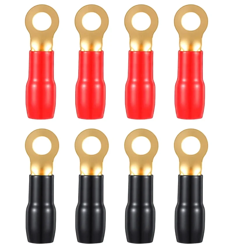 Heavy Duty 4 Gauge Copper Wire Connectors Plus Red And Black Ring Terminals For Battery Cable Adapters With Badass Conductivity And Hella Secure Wiring