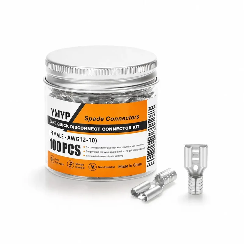 100 Piece Non Insulated Female Spade Connector Terminals For 10 To 12 Awg Wire With Hella Strong Quick Disconnect Push And Zero Fuss Slide On Fit For Slick Automotive Wiring Projects