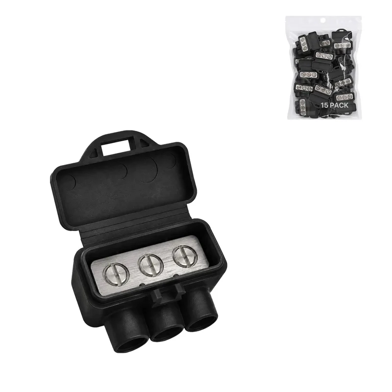 Hella Reliable 15 Pack 3 Port Screw Terminal Aluminum To Copper Wire Connectors With Oxide Inhibitor For Quick House Wiring Upgrades And Easy Junction Box Hook Ups Black Bulk Kit