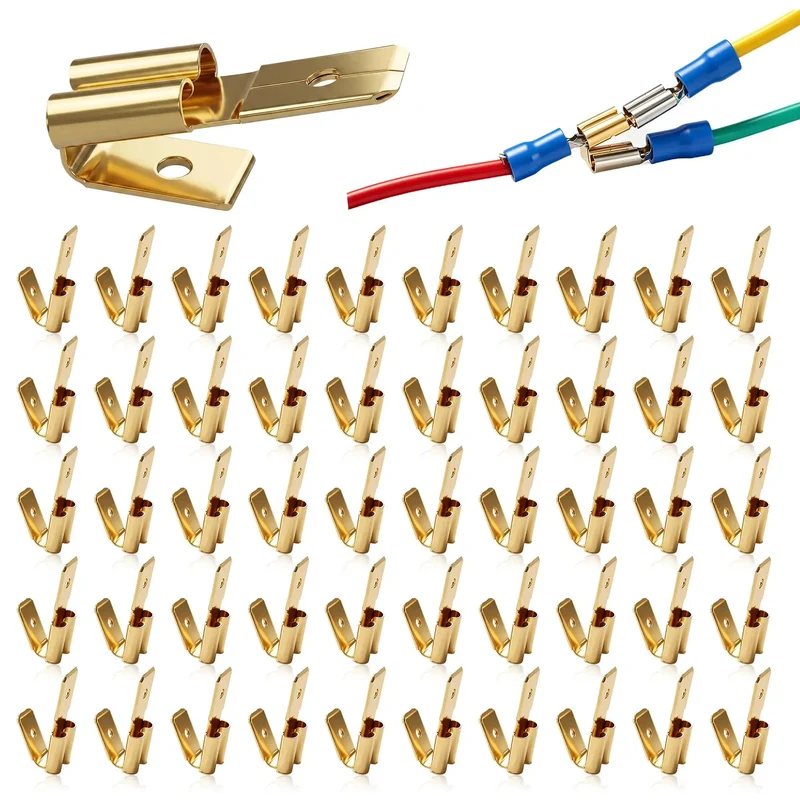 50 Piece Heavy Duty Piggyback Spade Connectors Bulk Kit For Auto Wiring And Home Repair Top Shelf Double Crimp Terminal Set Rock Solid For Quick Connections That Hold Up Under Heavy Daily Loads