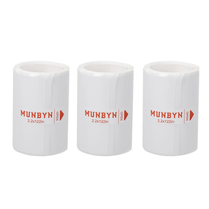 MUNBYN SP01 AI Printer Thermal Sticker Paper Refill | 2.2" x 122", 3 Rolls