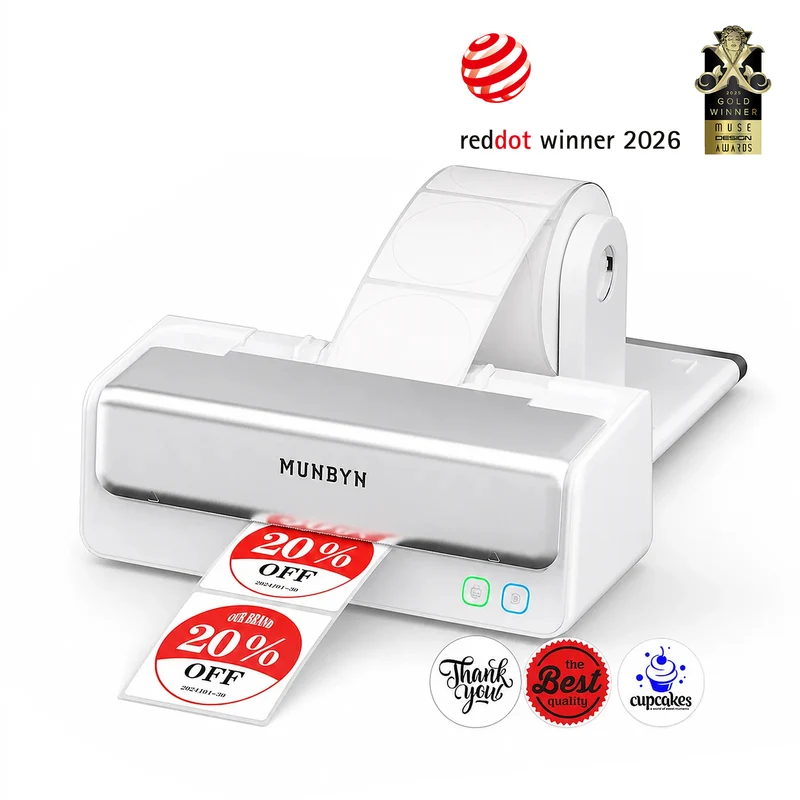 MUNBYN RW405B Dual-Color Bluetooth Thermal Label Printer