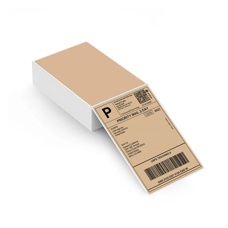 MUNBYN 4x6 Brown Fan-Fold Direct Thermal Shipping Labels, 220 per Stack