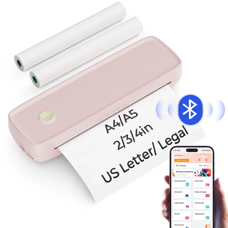 MUNBYN ITP04 Portable Inkless A4 Thermal Printer for Travel