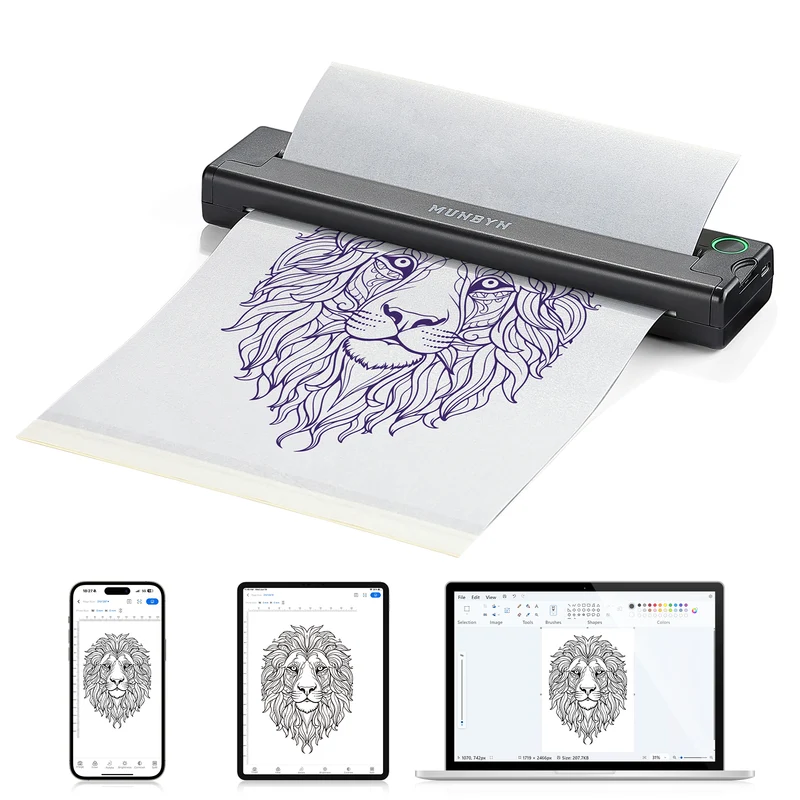MUNBYN ITP05 Bluetooth Tattoo Stencil Printer for Portable Transfer
