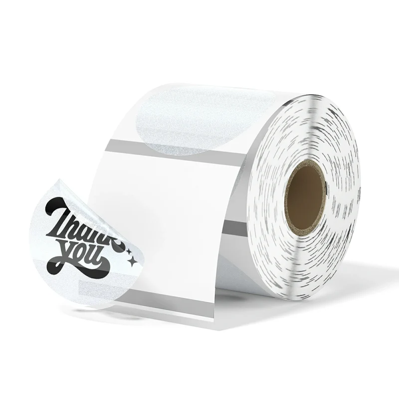 MUNBYN 2" Silver Glitter Direct Thermal Labels for Branding Stickers