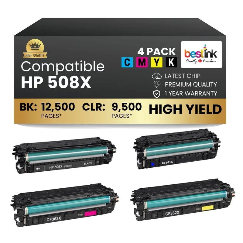 Compatible HP 508X Toner Cartridge Combo BK/C/M/Y (4 Pack)
