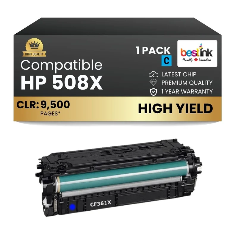 Compatible HP 508X CF361X Cyan Toner Cartridge High Yield