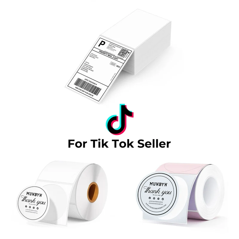 MUNBYN TikTok Schnell Abwicklung Etiketten Set für Schöpfer Läden