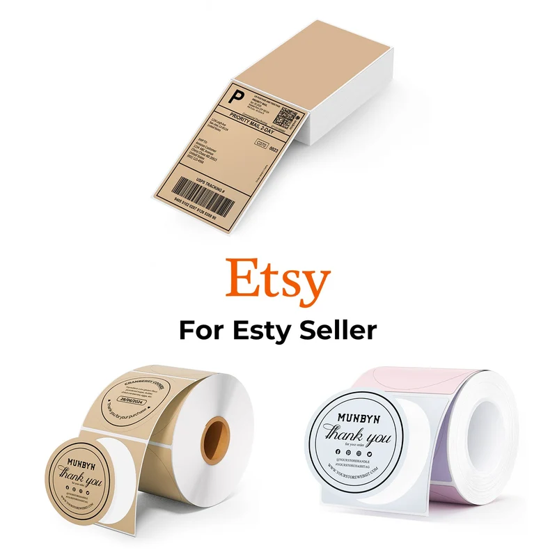 MUNBYN Etsy Kleingewerbe Etiketten Set für Verpackung und Organisation
