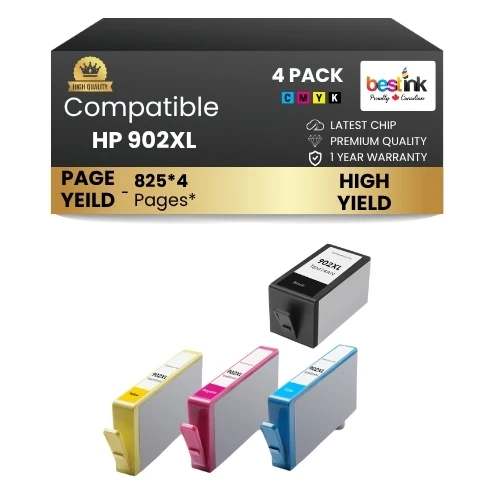 HP 902XL Compatible Ink Cartridge BK/C/M/Y ( 4 Pack ) High Yield