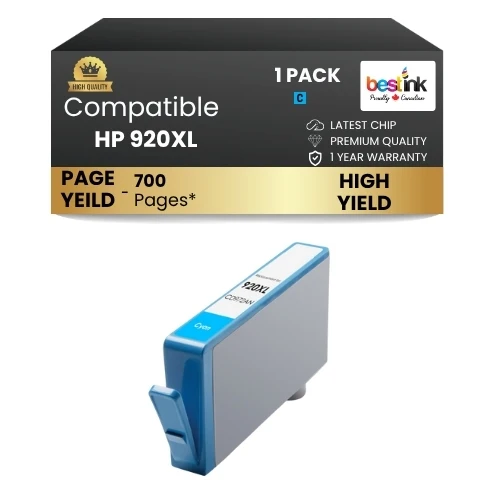 HP 920XL Compatible Ink Cartridge Cyan ( 1 Pack ) High Yield