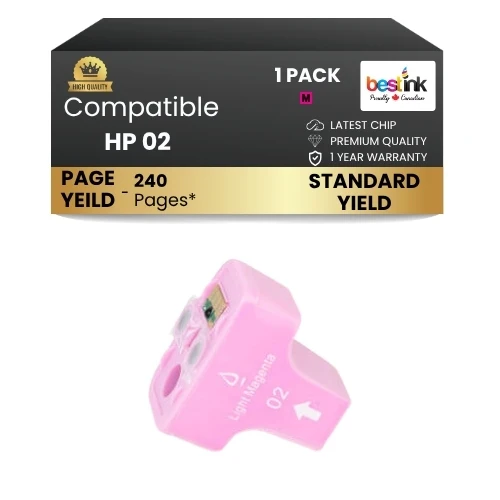 HP 02 Compatible Ink Cartridge Light Magenta ( 1 Pack ) Standard Yield