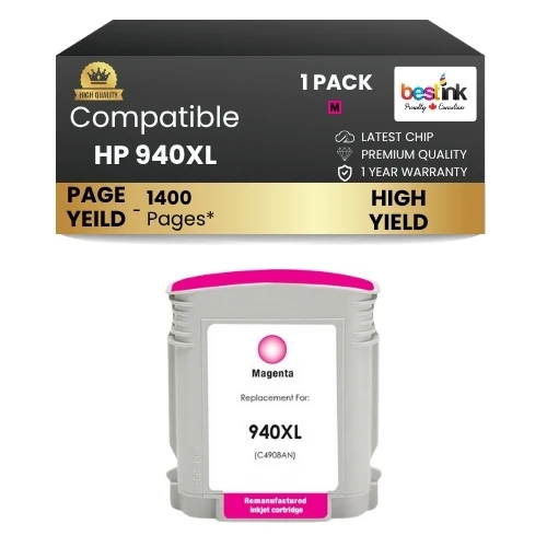 HP 940XL Comptible Ink Cartridge Magenta ( 1 Pack ) High Yield