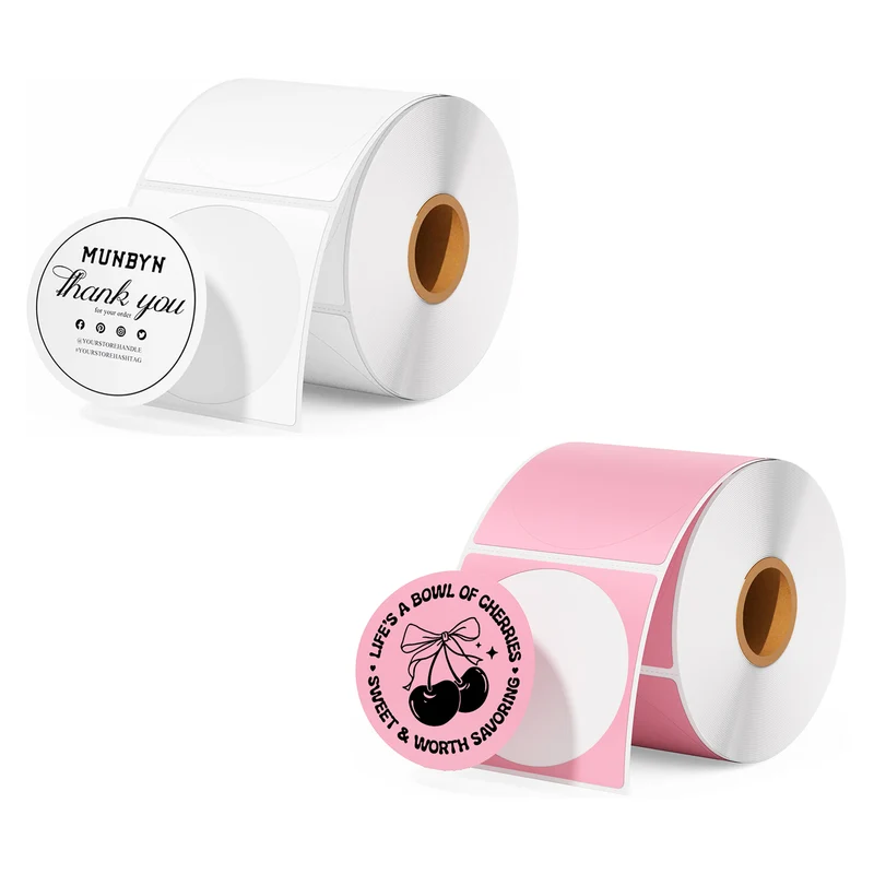 MUNBYN 2" runde Thermoetiketten Mischpackung für Produkt, Logo und Mehrzweck-Aufkleber