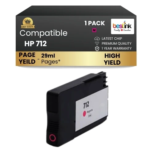 HP 712 Compatible Ink Cartridge Magenta ( 1 Pack ) High Yield