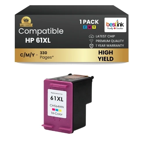 HP 61XL Compatible Ink Cartridge Color ( 1 Pack ) High Yield