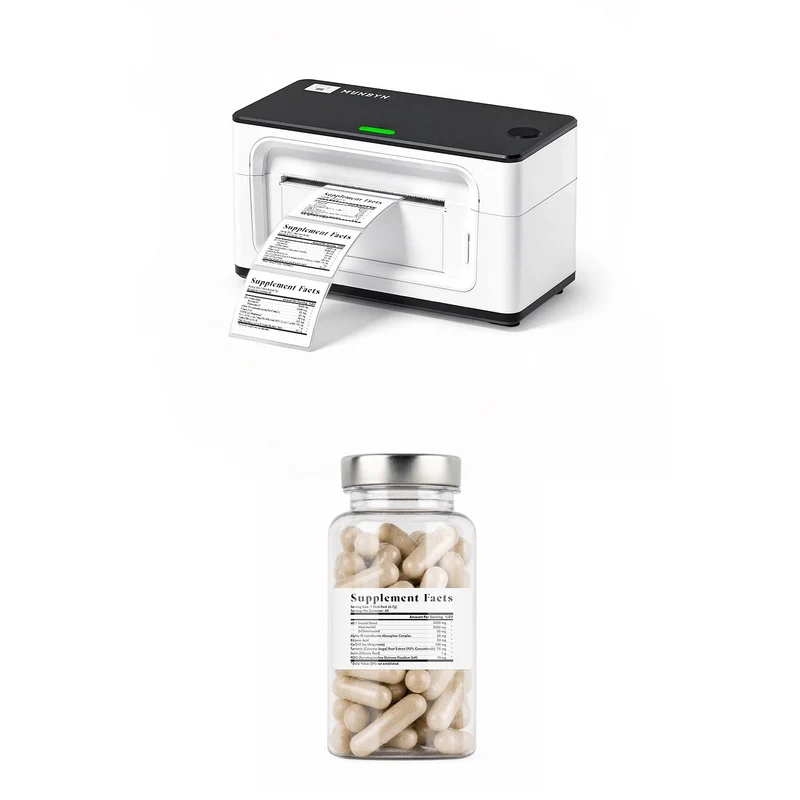 MUNBYN 941BP 300DPI Bluetooth Drucker & Rechteck Etiketten Supplement Produkt Starter Set