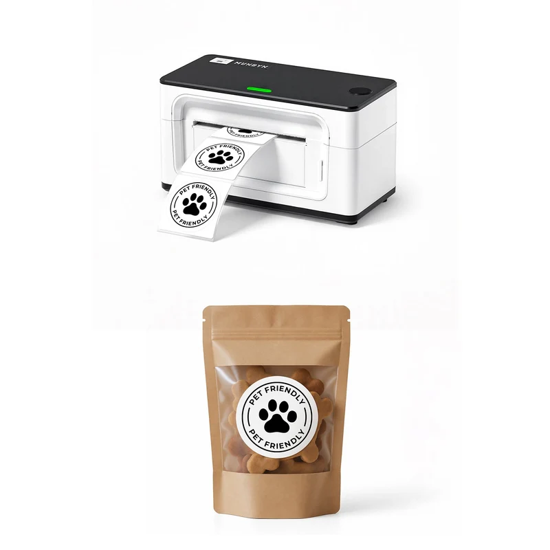 MUNBYN 941BP 300DPI Bluetooth Drucker & Kreis Etiketten Haustier Produkt Starter Set