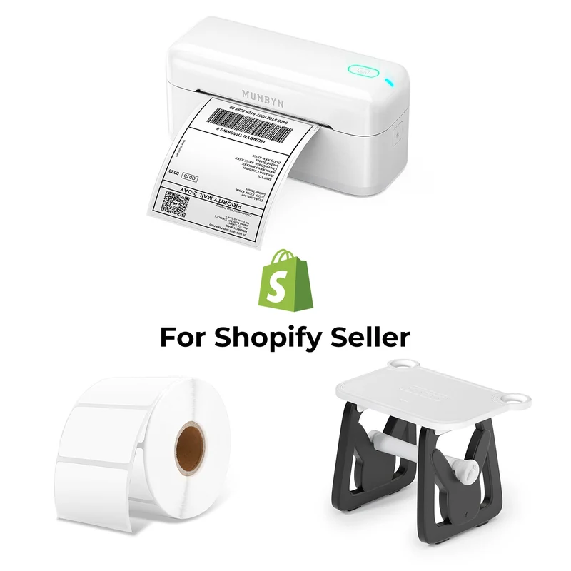 MUNBYN RealWriter 402B Bluetooth Drucker & 4x6 Etiketten Shopify Versand Elegant Set