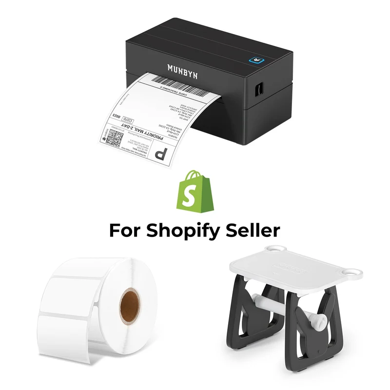 MUNBYN RealWriter 130B Bluetooth Drucker & Rechteck Etiketten Shopify Produkt Kennzeichnung Klassisch Set
