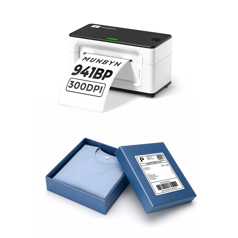 MUNBYN RealWriter 941BP 300DPI Bluetooth Drucker & 4x6 Etiketten Kleidung Versand Profi Set