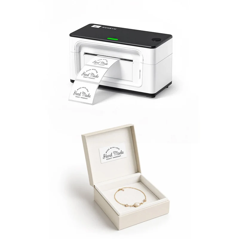 MUNBYN RealWriter 941BP 300DPI Bluetooth Drucker & Rechteck Etiketten Handgemacht Verpackung Starter Set