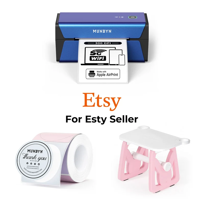 MUNBYN RealWriter 401AP AirPrint Drucker & Morandi Etiketten Etsy Verpackung & Branding Elite Set