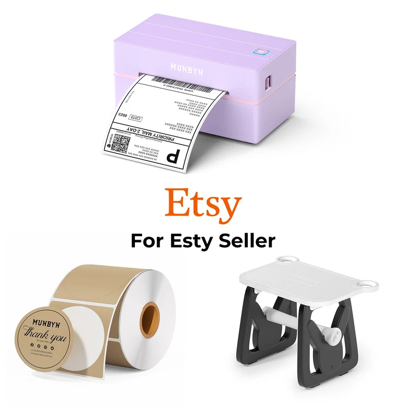 MUNBYN RealWriter 130B Drucker & Kreis Etiketten Etsy Produkt Kennzeichnung Klassisch Set