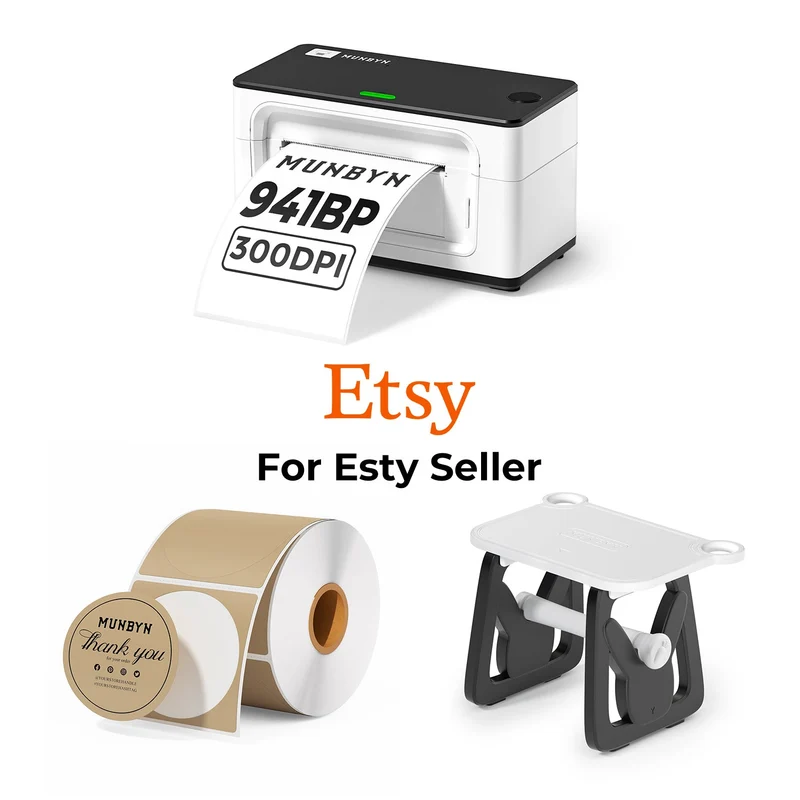 MUNBYN RealWriter 941BP 300DPI Drucker & Kreis Etiketten Etsy Produkt Kennzeichnung Ultra HD Set