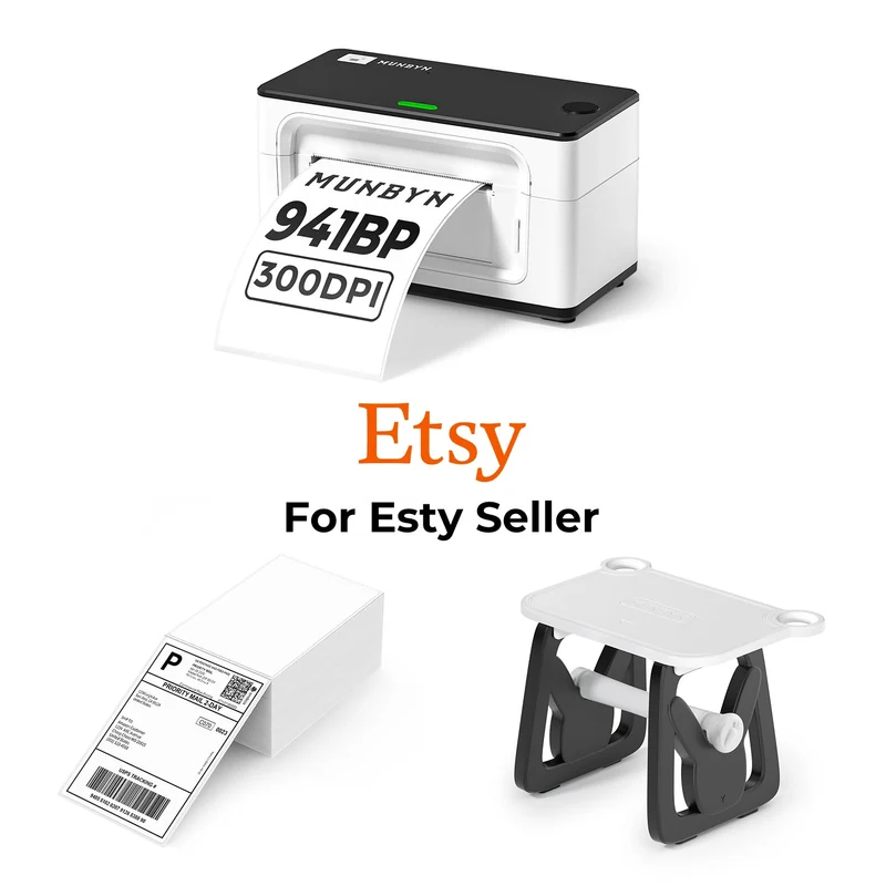 MUNBYN RealWriter 941BP 300DPI Drucker & 4x6 Etiketten Etsy Versand Ultra HD Set