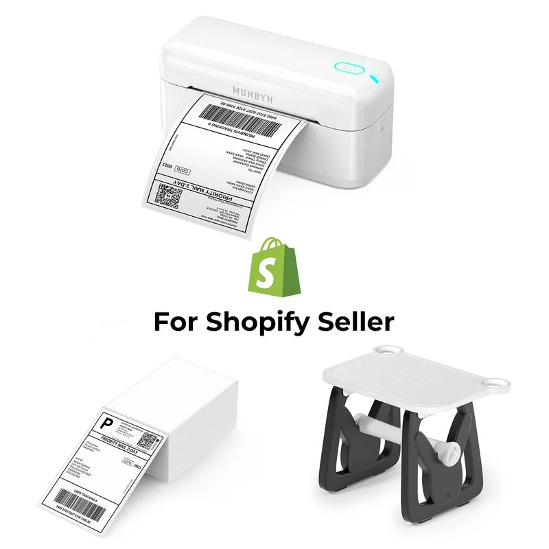 MUNBYN RealWriter 402B Bluetooth Drucker & 4x6 Etiketten Shopify Versand Effizienz Set