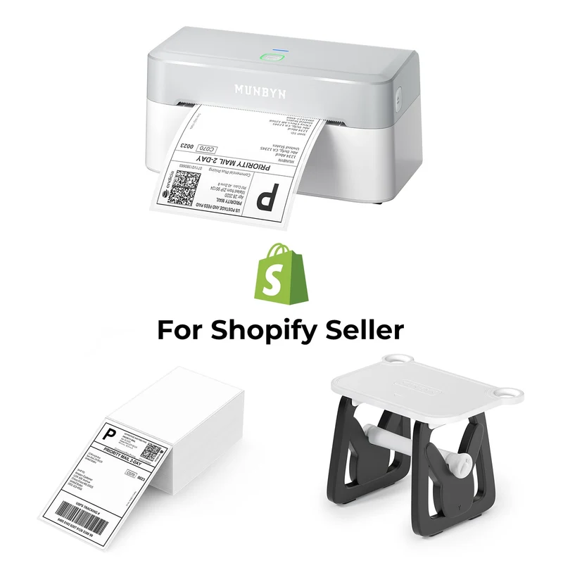 MUNBYN RealWriter 403B Bluetooth Drucker & 4x6 Etiketten Shopify Versand Modern Set