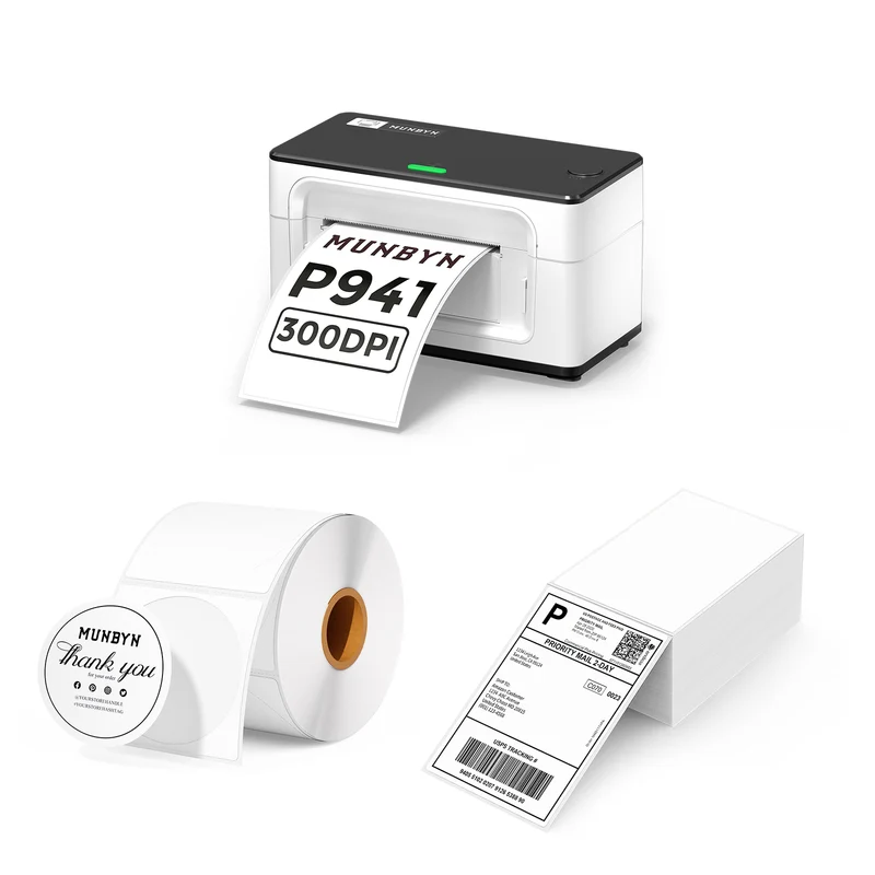MUNBYN RW941BP 300DPI Bluetooth Thermodrucker Kit für Produktetiketten