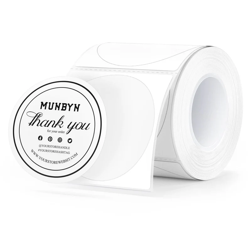 MUNBYN 2" runde Thermoetiketten für Produkt, Logo und Mehrzweck-Aufkleber