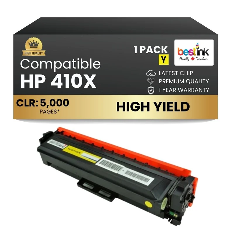 Compatible HP 410X CF412X Yellow Toner Cartridge High Yield