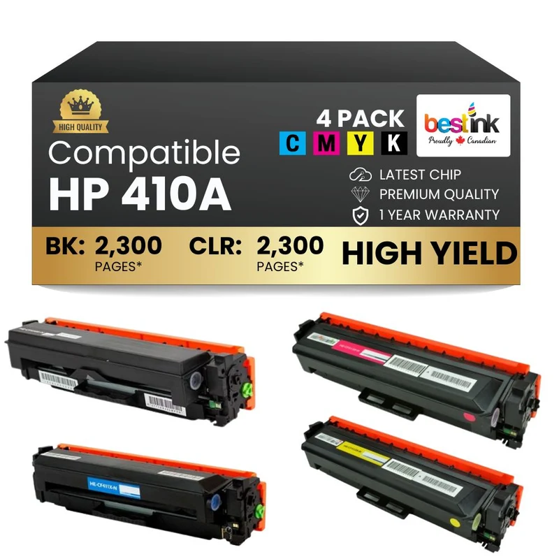 Compatible HP 410A Toner Cartridge Combo BK/C/M/Y (4 Pack)