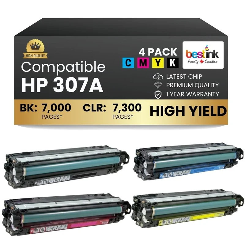 Compatible HP 307A Toner Cartridge Combo BK/C/M/Y (4 Pack)