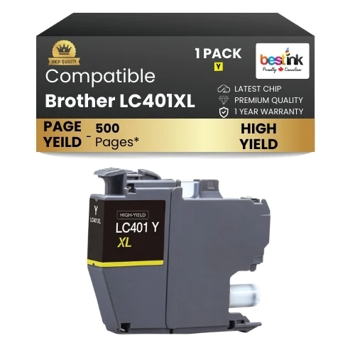 Brother LC401XL Compatible Ink Cartridge Yellow (1 Pack ) High Yield