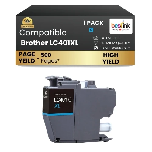 Brother LC401XL Compatible Ink Cartridge Cyan (1 Pack ) High Yield