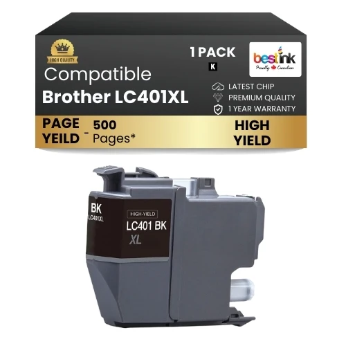 Brother LC401XL Compatible Ink Cartridge Black (1 Pack ) High Yield