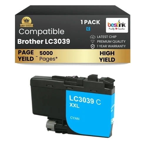 Brother LC3039 Compatible Ink Cartridge Cyan ( 1 Pack ) Ultra High Yield