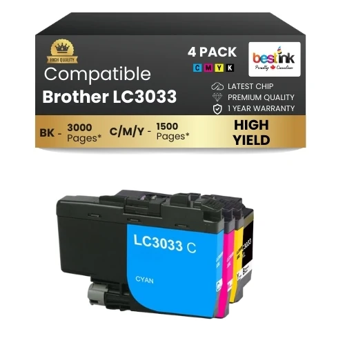 Brother LC3033XXL Compatible Ink Cartridge BK/C/M/Y ( 4 Pack ) Super High Yield